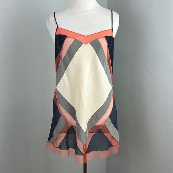 BCBGMAZAZRIA Runway Silk Mesh Geometric Camisole - Picture 4 of 16